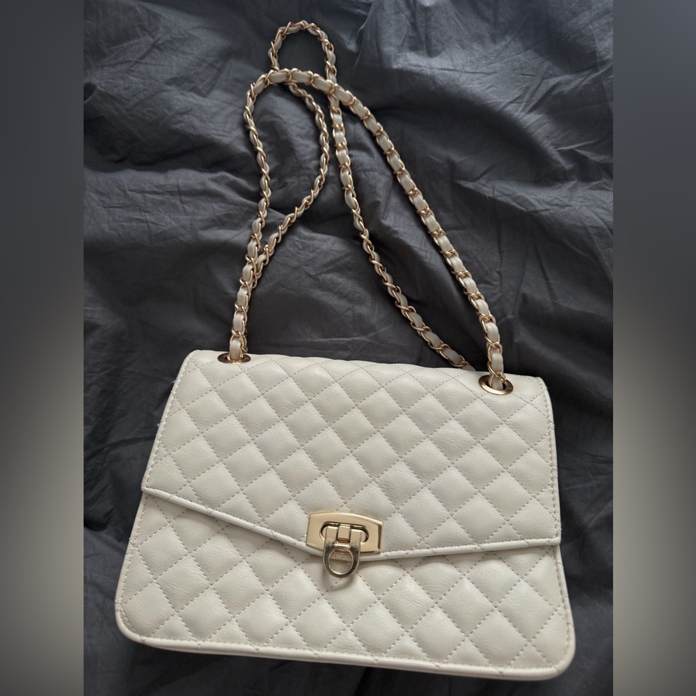 Cream Quilted Shoulder Bag